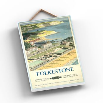 P0882 - Affiche Folkestone Sea View Original National Railway Sur Une Plaque Décor Vintage 2