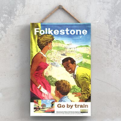 P0883 - Folkestone Zest Poster originale della National Railway su una targa con decorazioni vintage