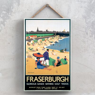 P0887 - Fraserburgh Glorious Sands Original National Railway Póster en una placa de decoración vintage