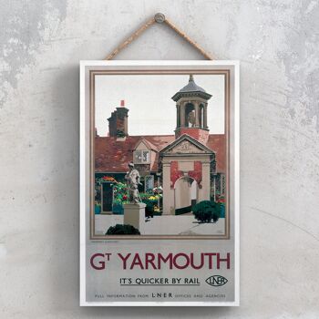 P0893 - Great Yarmouth Fishermen Affiche originale du chemin de fer national sur une plaque décor vintage 1