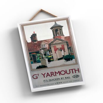 P0893 - Great Yarmouth Fishermen Affiche originale du chemin de fer national sur une plaque décor vintage 2