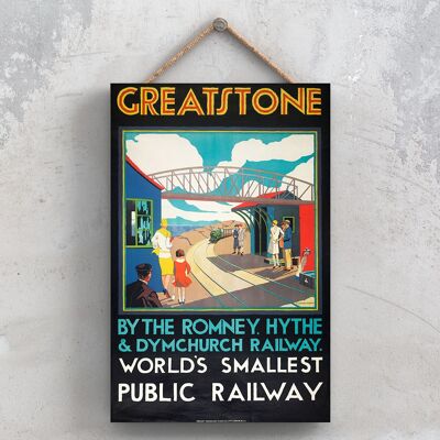 P0895 – Greatstones kleinstes Original-Poster der National Railway auf einer Plakette im Vintage-Dekor