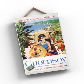 P0896 - Guernesey Holday Affiche Originale des Chemins de Fer Nationaux Sur Une Plaque Décor Vintage 2