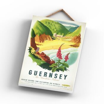 P0898 - Guernsey Sunshine Affiche Originale National Railway Sur Une Plaque Décor Vintage 3