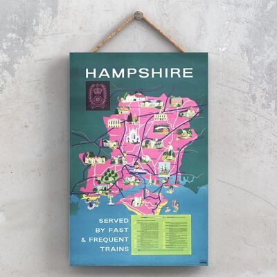 P0899 - L'Hampshire ha servito il poster originale della National Railway su una targa con decorazioni vintage