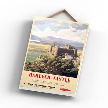 P0900 - Harlech Castle Meioneth Affiche Originale National Railway Sur Une Plaque Décor Vintage 3