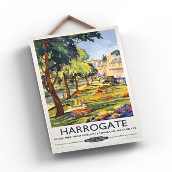 P0901 - Affiche originale des chemins de fer nationaux de Harrogate Gardens sur une plaque décor vintage 2