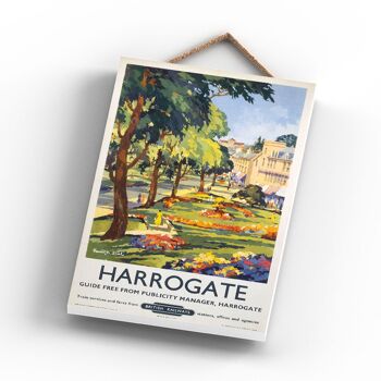 P0901 - Affiche originale des chemins de fer nationaux de Harrogate Gardens sur une plaque décor vintage 3