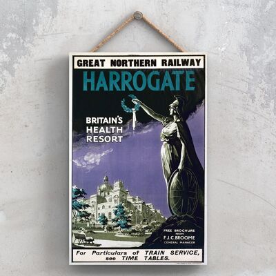 P0902 - Póster original del Ferrocarril Nacional de Harrogate Health Resort en una placa con decoración vintage