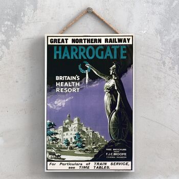 P0902 - Harrogate Health Resort Affiche originale des chemins de fer nationaux sur une plaque décor vintage 1