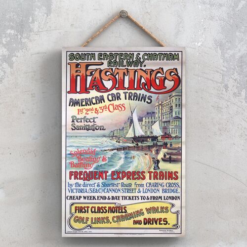 P0905 - Hastings American Car Trains Original National Railway Poster On A Plaque Vintage Decor
