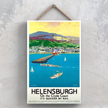 P0907 - Helensburgh Clyde Coast Affiche originale des chemins de fer nationaux sur une plaque décor vintage 1