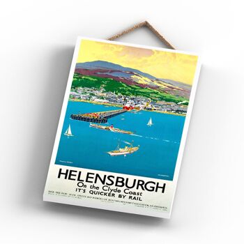 P0907 - Helensburgh Clyde Coast Affiche originale des chemins de fer nationaux sur une plaque décor vintage 3