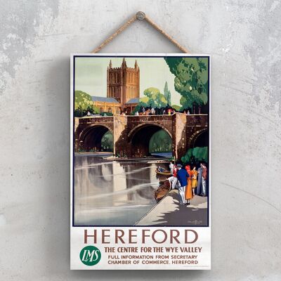 P0909 - Hereford Wye Valley Original National Railway Poster auf einer Plakette im Vintage-Dekor