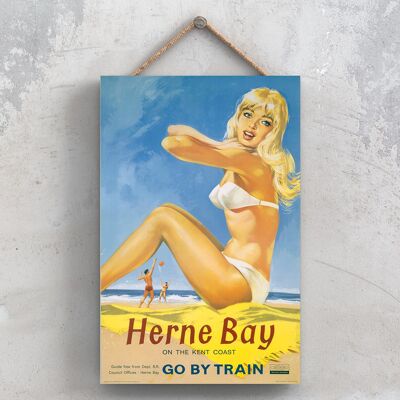 P0912 - Herne Bay Coast Original National Railway Poster auf einer Plakette im Vintage-Dekor