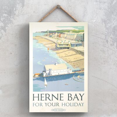 P0913 - Herne Bay For Holiday Póster de ferrocarril nacional original en una placa de decoración vintage