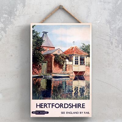 P0914 - Hertfordshire Lake Original National Railway Poster auf einer Plakette im Vintage-Dekor