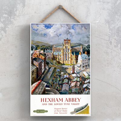 P0915 - Hexham Abbey Tyne Valley Original National Railway Poster On A Plaque Vintage Decor