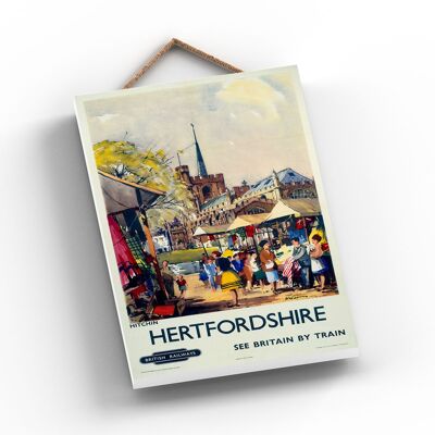 P0916 - Hitchin Hertfordshire Original National Railway Poster auf einer Plakette im Vintage-Dekor