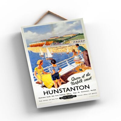 P0925 - Hunstanton Queen Of Norfolk Costo Poster originale della National Railway su una targa con decorazioni vintage