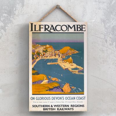P0928 - Ilfracombe Glorious Original National Railway Poster en una placa de decoración vintage