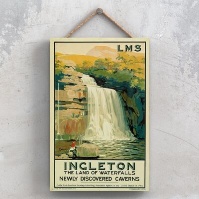 P0931 - Incleton Waterfalls Poster originale della National Railway su una targa con decorazioni vintage