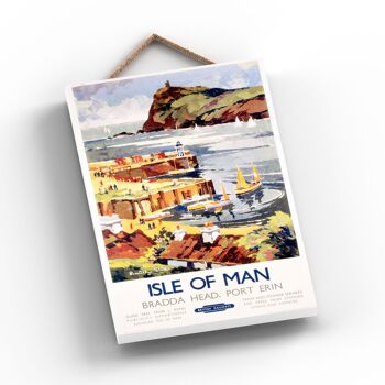 P0933 - Affiche originale des chemins de fer nationaux de l'île de Man sur une plaque décor vintage 2