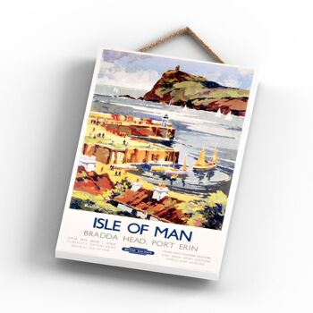 P0933 - Affiche originale des chemins de fer nationaux de l'île de Man sur une plaque décor vintage 3