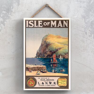 P0935 - Isola di Man Particolari Poster originale della National Railway su una targa con decorazioni vintage