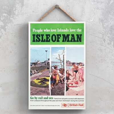 P0938 - Isle Of Man People Affiche Originale National Railway Sur Une Plaque Décor Vintage