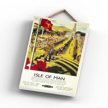 P0943 - Isle Of Man Tynwald Hill Affiche originale des chemins de fer nationaux sur une plaque décor vintage 3