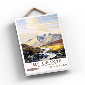 P0945 - Affiche originale des chemins de fer nationaux de l'île de Skye sur une plaque décor vintage 2