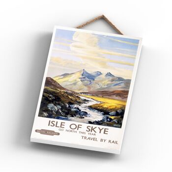 P0945 - Affiche originale des chemins de fer nationaux de l'île de Skye sur une plaque décor vintage 3