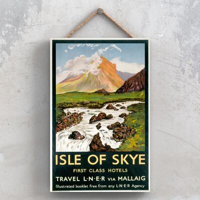 P0946 - Isle Of Skye Hotels Affiche originale des chemins de fer nationaux sur une plaque décor vintage