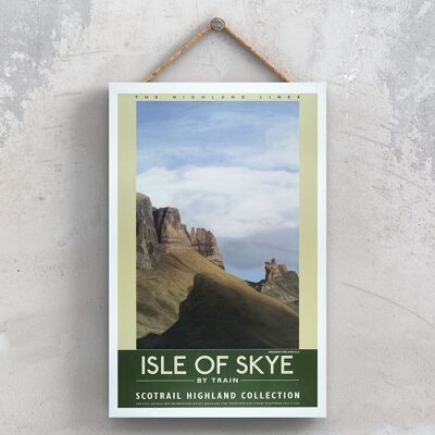 P0948 - Isle Of Skye Scotrail Affiche originale des chemins de fer nationaux sur une plaque décor vintage
