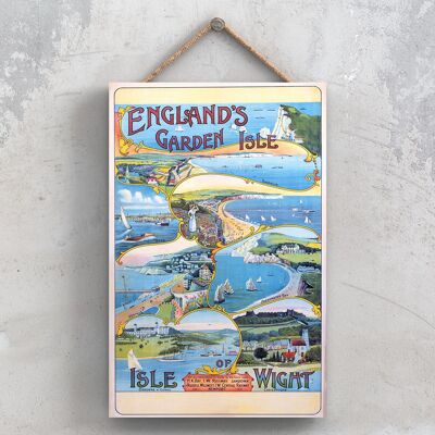 P0950 - Póster del Ferrocarril Nacional Original del Jardín de la Isla de Wight en una placa de decoración vintage