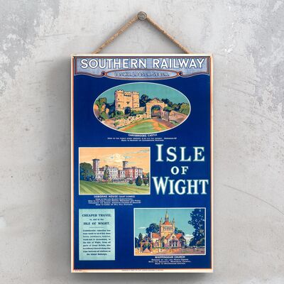 P0951 - Poster della National Railway originale dell'isola di Wight meridionale su una targa con decorazioni vintage