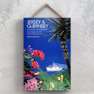 P0953 - Jersey Guernesey Affiche Originale Des Chemins De Fer Nationaux Sur Une Plaque Décor Vintage