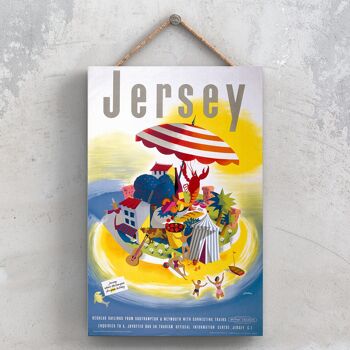 P0955 - Jersey Umbrella Affiche Originale National Railway Sur Une Plaque Décor Vintage 1