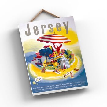 P0955 - Jersey Umbrella Affiche Originale National Railway Sur Une Plaque Décor Vintage 2