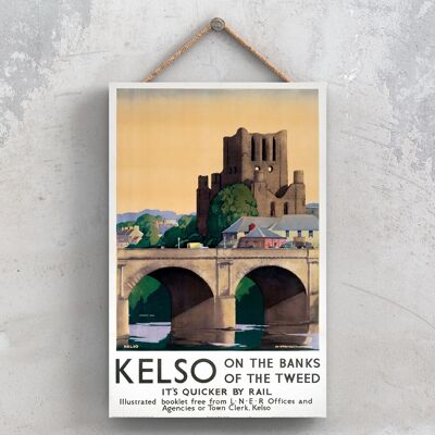 P0956 - Póster de Kelso Banks Tweed Original National Railway en una placa de decoración vintage