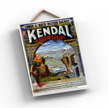 P0957 - Kendal Gateway To The English Lakes Affiche originale des chemins de fer nationaux sur une plaque décor vintage 2