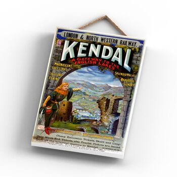 P0957 - Kendal Gateway To The English Lakes Affiche originale des chemins de fer nationaux sur une plaque décor vintage 3