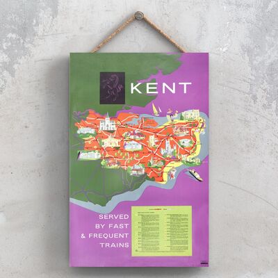 P0958 - Kent Map Original National Railway Poster auf einer Plakette im Vintage-Dekor