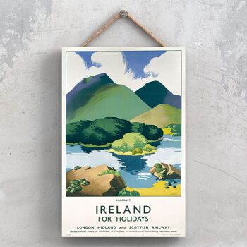 P0961 - Affiche originale des chemins de fer nationaux de Killarney Irlande sur une plaque décor vintage 1