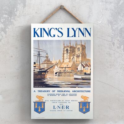 P0962 - Poster originale della National Railway di King'S Lynn su una targa con decorazioni vintage