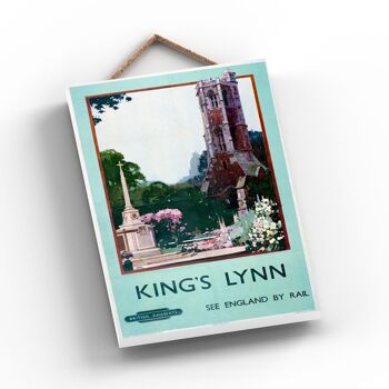 P0963 - Affiche originale des chemins de fer nationaux de l'église Kings Lynn sur une plaque décor vintage 2