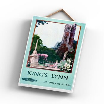 P0963 - Affiche originale des chemins de fer nationaux de l'église Kings Lynn sur une plaque décor vintage 3