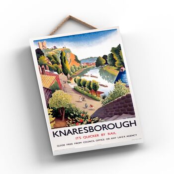 P0965 - Knaresborough View Affiche originale des chemins de fer nationaux sur une plaque décor vintage 2