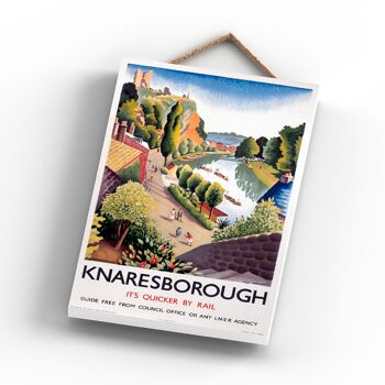 P0965 - Knaresborough View Affiche originale des chemins de fer nationaux sur une plaque décor vintage 3